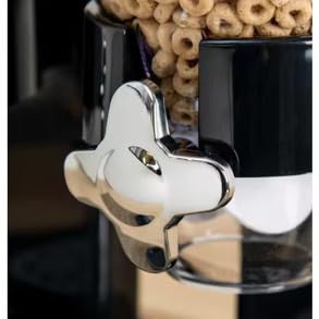 Dual Control Dry Food Cereal Dispenser, Storage Container, Round, 2L, Black and White