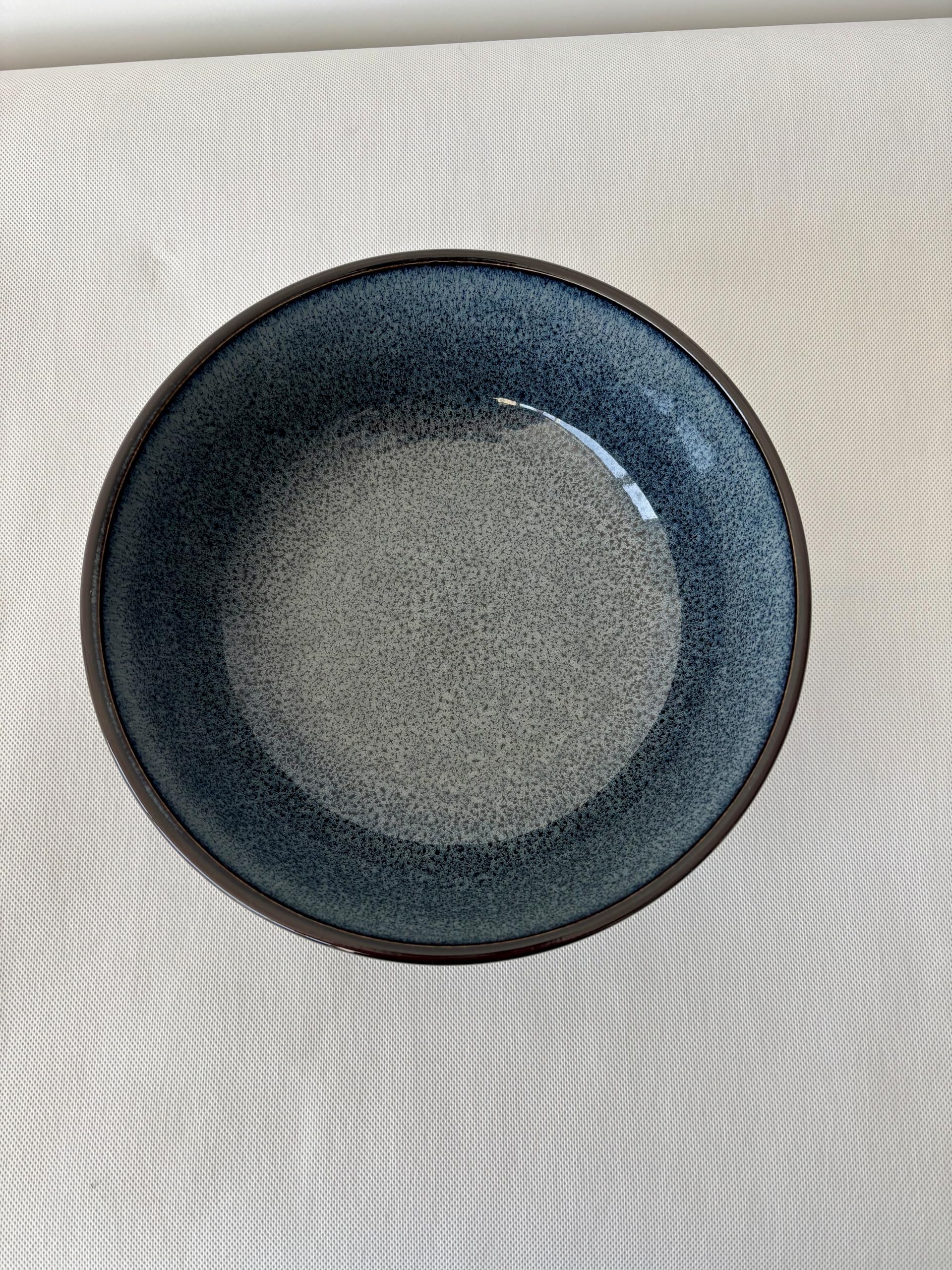 Japanese Ceramic Ramen Bowl, Blue Glazed Noodle Bowl, Traditional Asian Kitchen Tableware, Large Serving Bowl with Smooth Mellow Finish