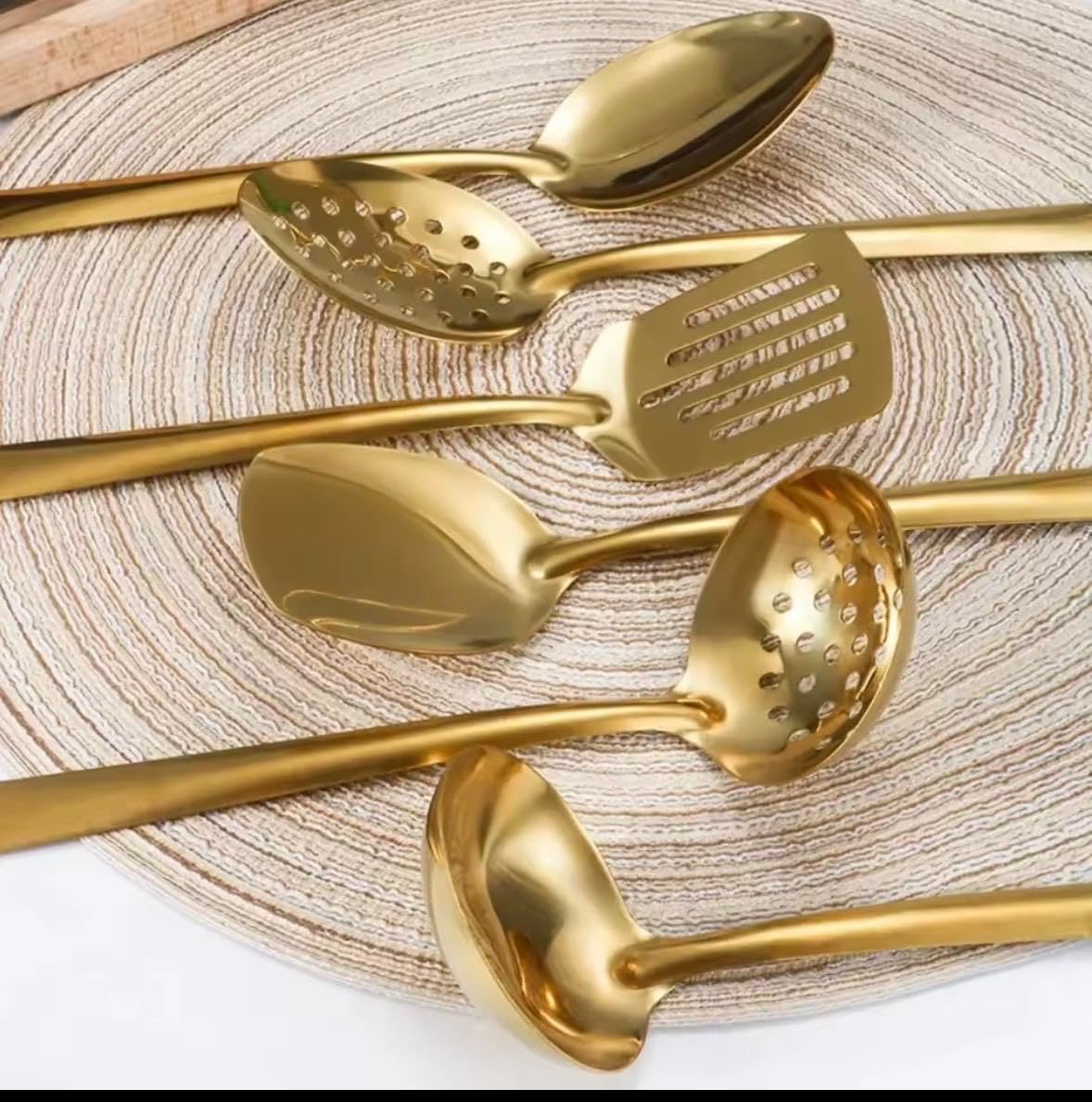 6pcs Stainless Steel Dinnerware Set Home Creative Korean Cutlery Golden Spoon Korean-Style Hot Pot Cutlery Set Kitchenware Set