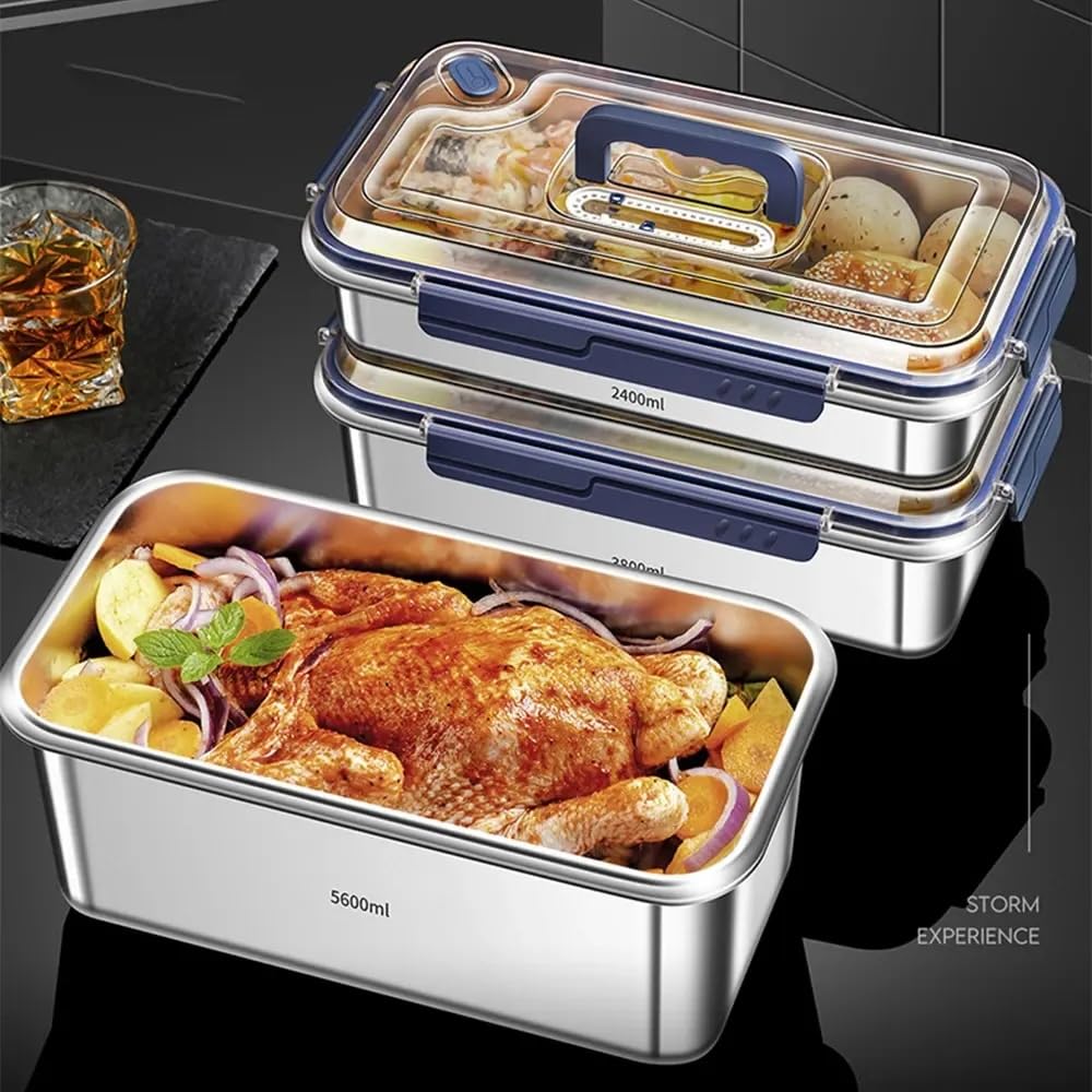 Food Storage Containers with Lids Airtight Food Grade Stainless Steel Large Capacity Leakproof Kitchen Storage Container Wit