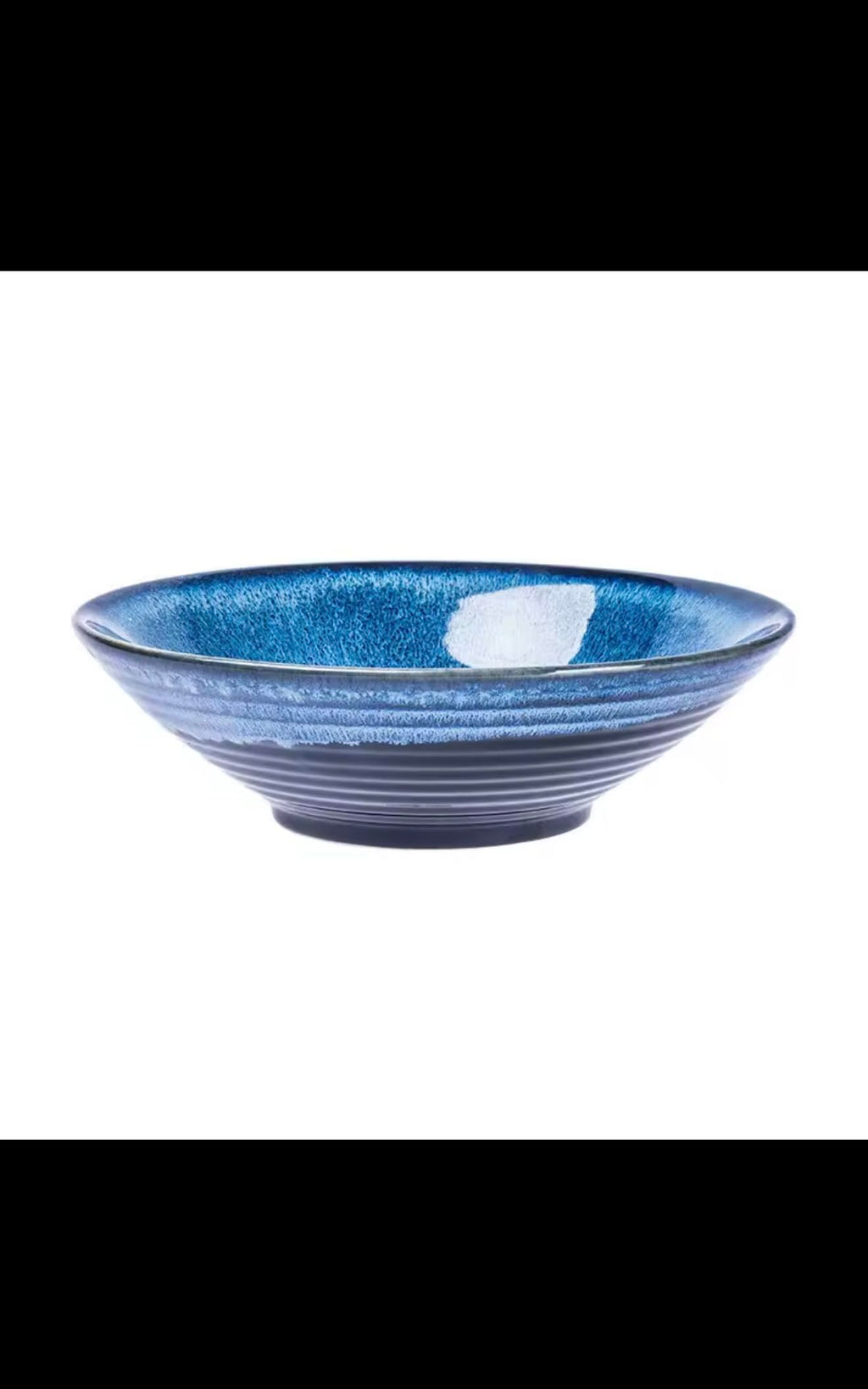 Japanese Ceramic Kiln Glazed Bowl, Blue Gradient Soup Bowl, Handcrafted Stoneware Serving Dish