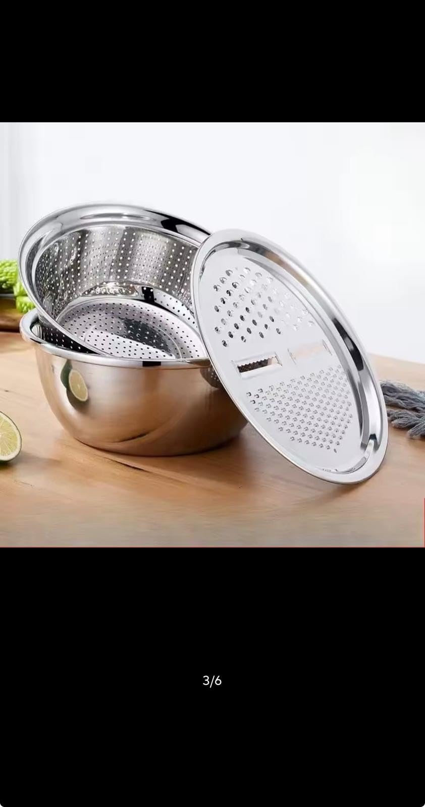 3-Piece Stainless Steel Multifunctional Vegetable Slicer with Drain Basket and Washing Basin Set