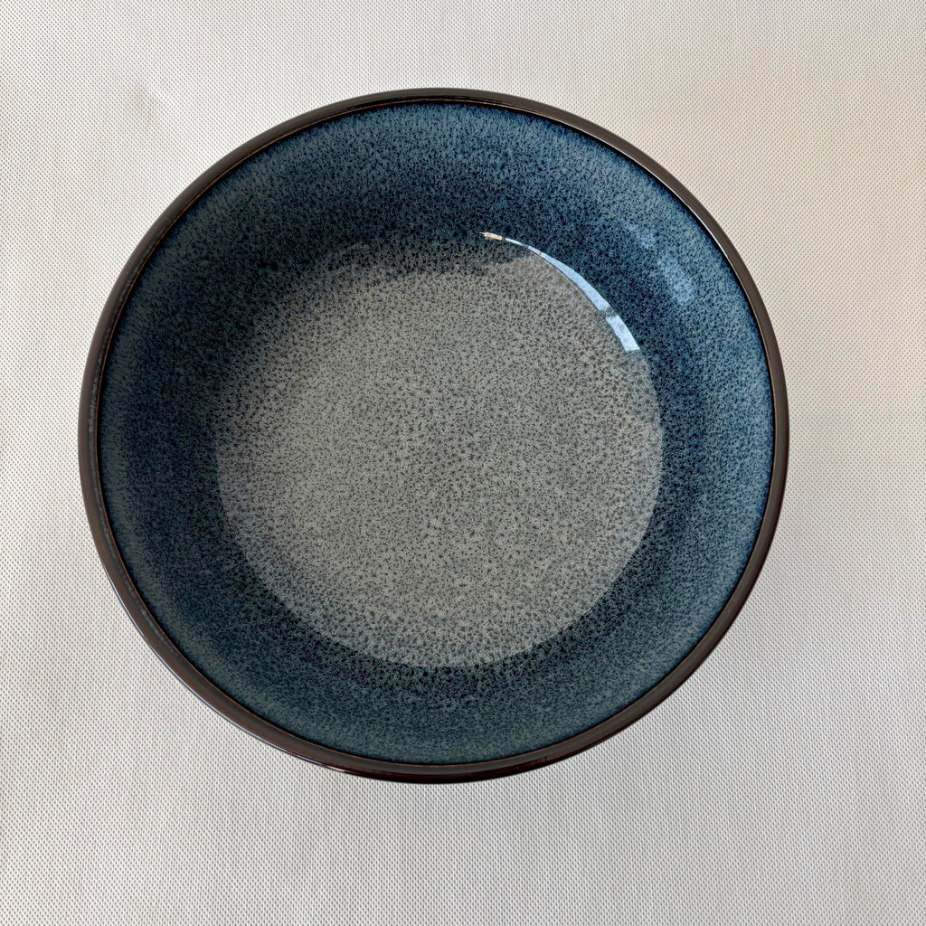 Japanese Ceramic Ramen Bowl, Blue Glazed Noodle Bowl, Traditional Asian Kitchen Tableware, Large Serving Bowl with Smooth Mellow Finish