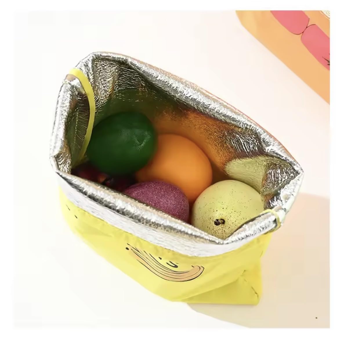 Insulated Fresh-Keeper Reusable Storage Bags for Fruit and Vegetable, Aluminum Foil Lining, Drawstring Closure, 3 Pack