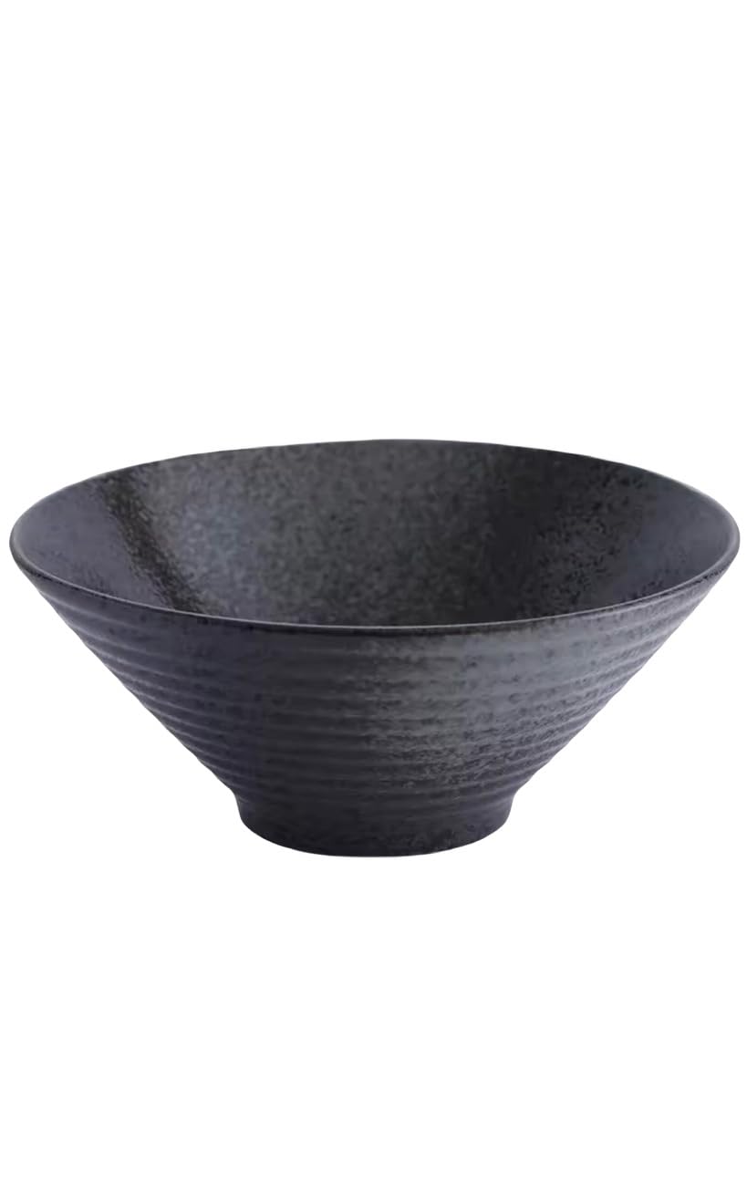 Japanese Style Ceramic Ramen Bowl, Black Bamboo Hat Shape, Large Noodle Soup Rice Bowl, Commercial Tableware