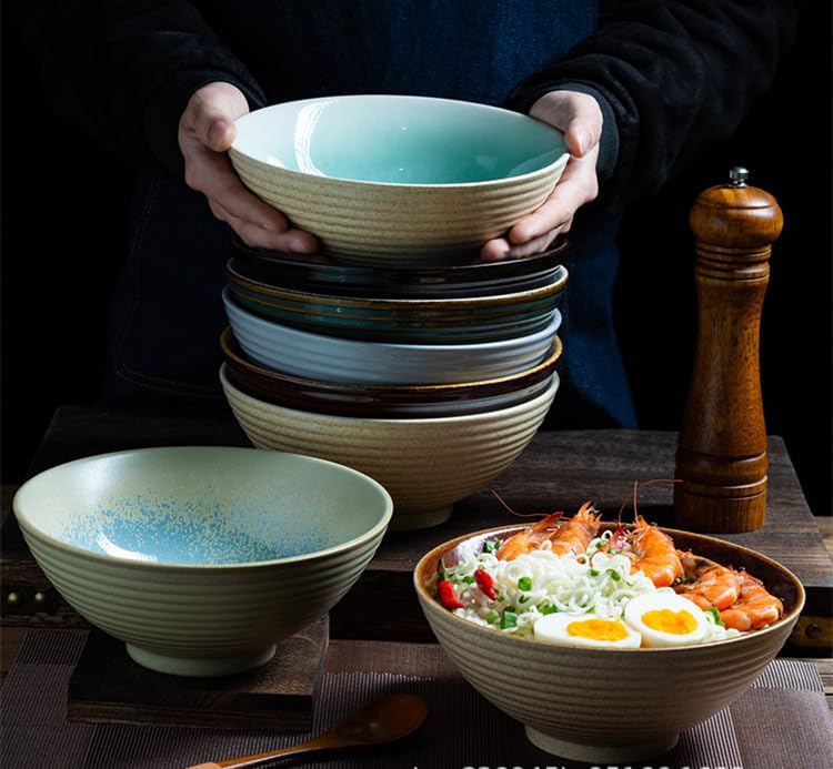 Japanese Vintage Porcelain Bowl, Ceramic Ramen Noodle Bowl, Salad Rice Soup Bowl, Creative Household Kitchenware