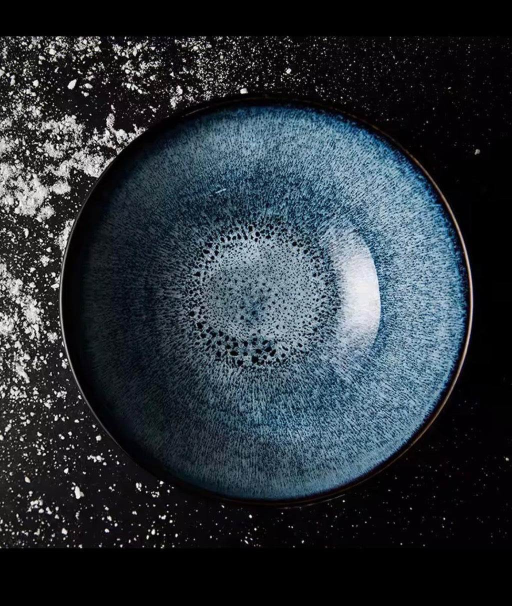 Japanese Ceramic Ramen Bowl, Blue Glazed Noodle Bowl, Traditional Asian Kitchen Tableware, Large Serving Bowl with Smooth Mellow Finish