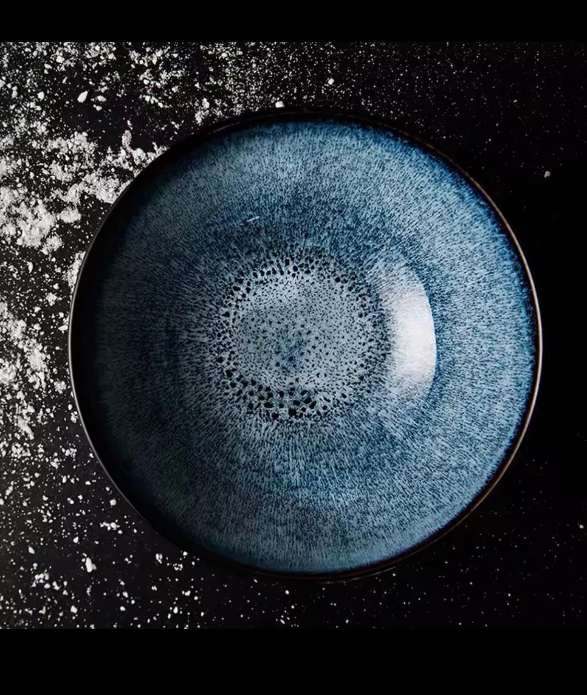 Japanese Ceramic Ramen Bowl, Blue Glazed Noodle Bowl, Traditional Asian Kitchen Tableware, Large Serving Bowl with Smooth Mellow Finish
