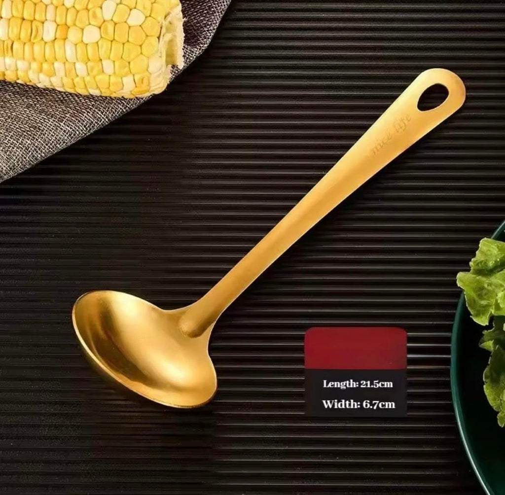 6pcs Stainless Steel Dinnerware Set Home Creative Korean Cutlery Golden Spoon Korean-Style Hot Pot Cutlery Set Kitchenware Set