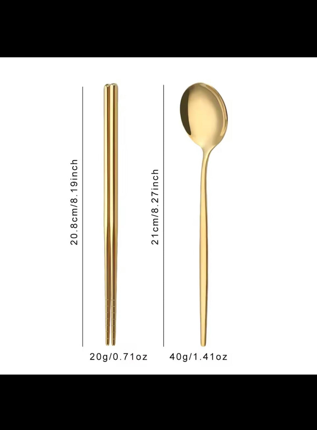 Black Gold Korean Cutlery Set, 12-Piece Stainless Steel Flatware with Chopsticks, Spoons, Forks, Modern Two-Tone Design, 20.8cm/21cm Length