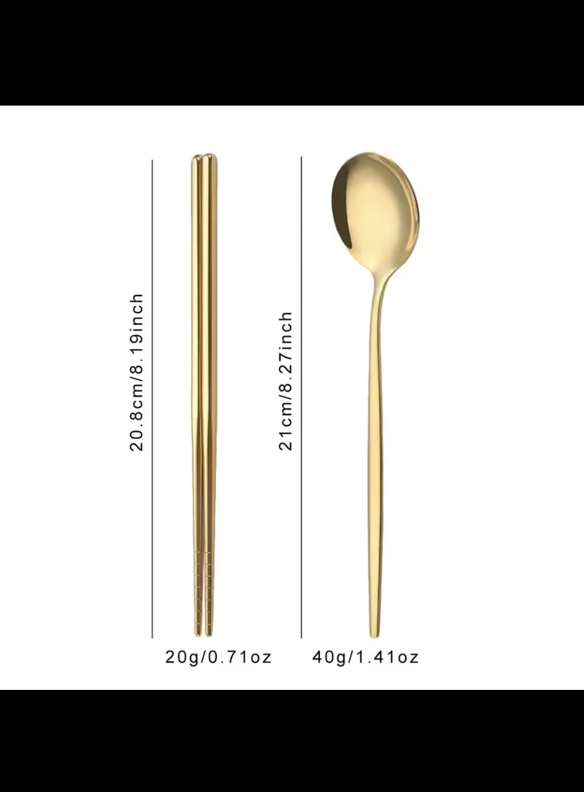 Black Gold Korean Cutlery Set, 12-Piece Stainless Steel Flatware with Chopsticks, Spoons, Forks, Modern Two-Tone Design, 20.8cm/21cm Length