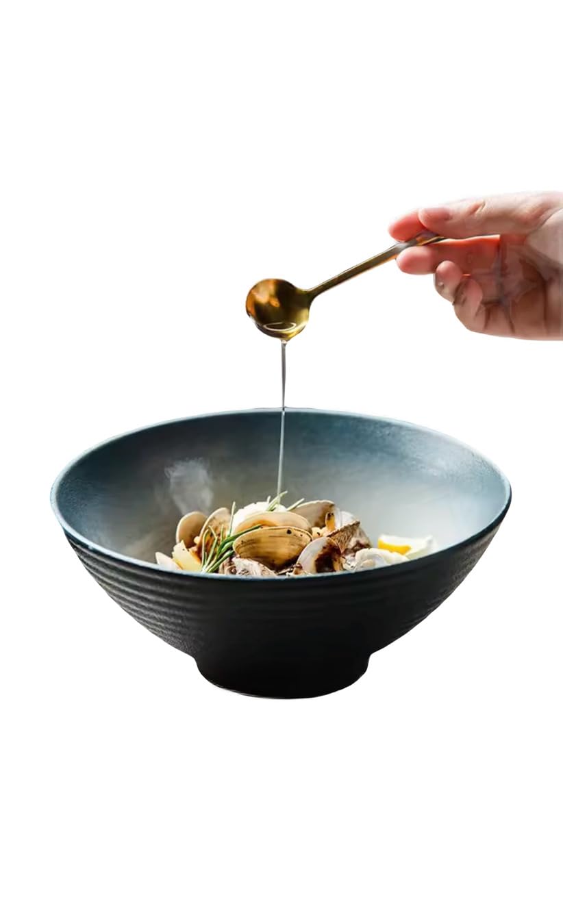 Japanese Ceramic Ramen Bowl, 8 Inch, Nordic Style, Large Salad Noodle Bowl, Textured Design, Restaurant Quality Tableware