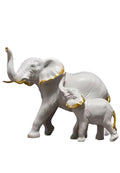 Elegant White and Gold Resin Elephant Family Figurines, Modern Home Decor Sculptures, Decorative Animal Statues Set of 3