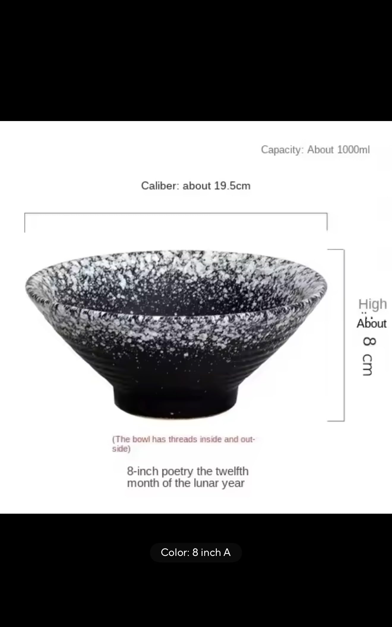 Japanese Style Ceramic Ramen Bowl, Black with Blue and Gold Glaze, Handcrafted Soup Noodle Bowl, Restaurant Quality Dinnerware