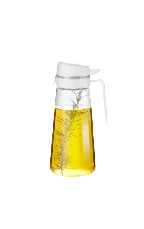 Glass Oil Dispenser Bottle with Auto Flip Lid, Leakproof Kitchen Container for Olive Oil, Soy Sauce, Coffee Syrup, 850ml, Soda-Lime Glass Material