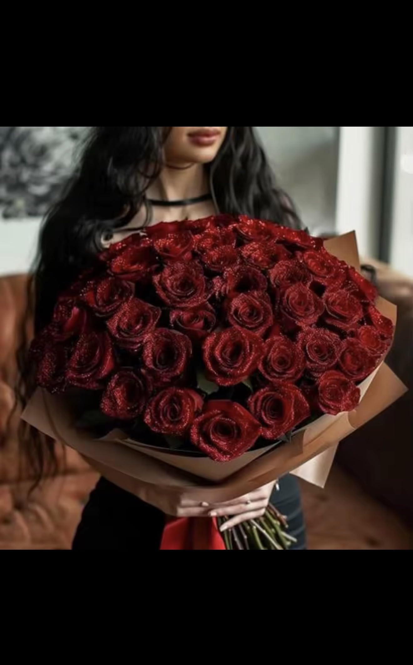 Forever Roses Bouquet, Preserved Flower Arrangement, Glitter Roses, Artificial Roses for Anniversary, Gift Bouquet
