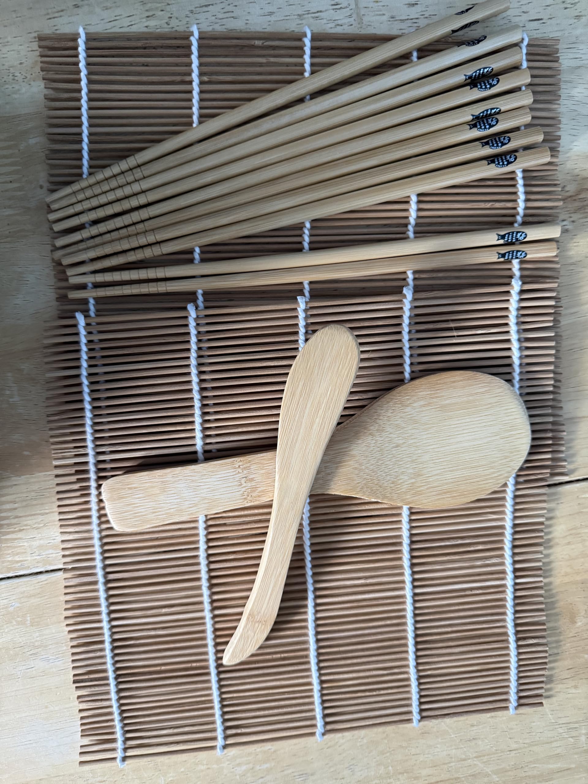 Bamboo Sushi Making Kit, 9-Piece DIY Set with Rolling Mats, Chopsticks, Rice Paddle and Spreader