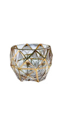 Crystal Whiskey Decanter Set with 4 Tumblers, Gold Geometric Line Design, Clear Glass Barware for Whisky, Beer and Cocktails