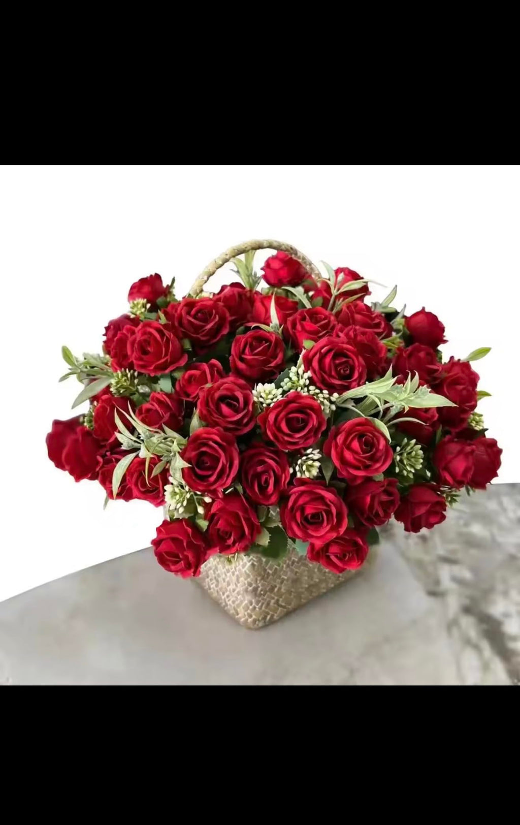 Artificial Rose Bouquet, Red Silk Roses with Green Leaves, 31cm Height, 10 Heads per Bunch, Wedding Home Decoration Fake Flowers
