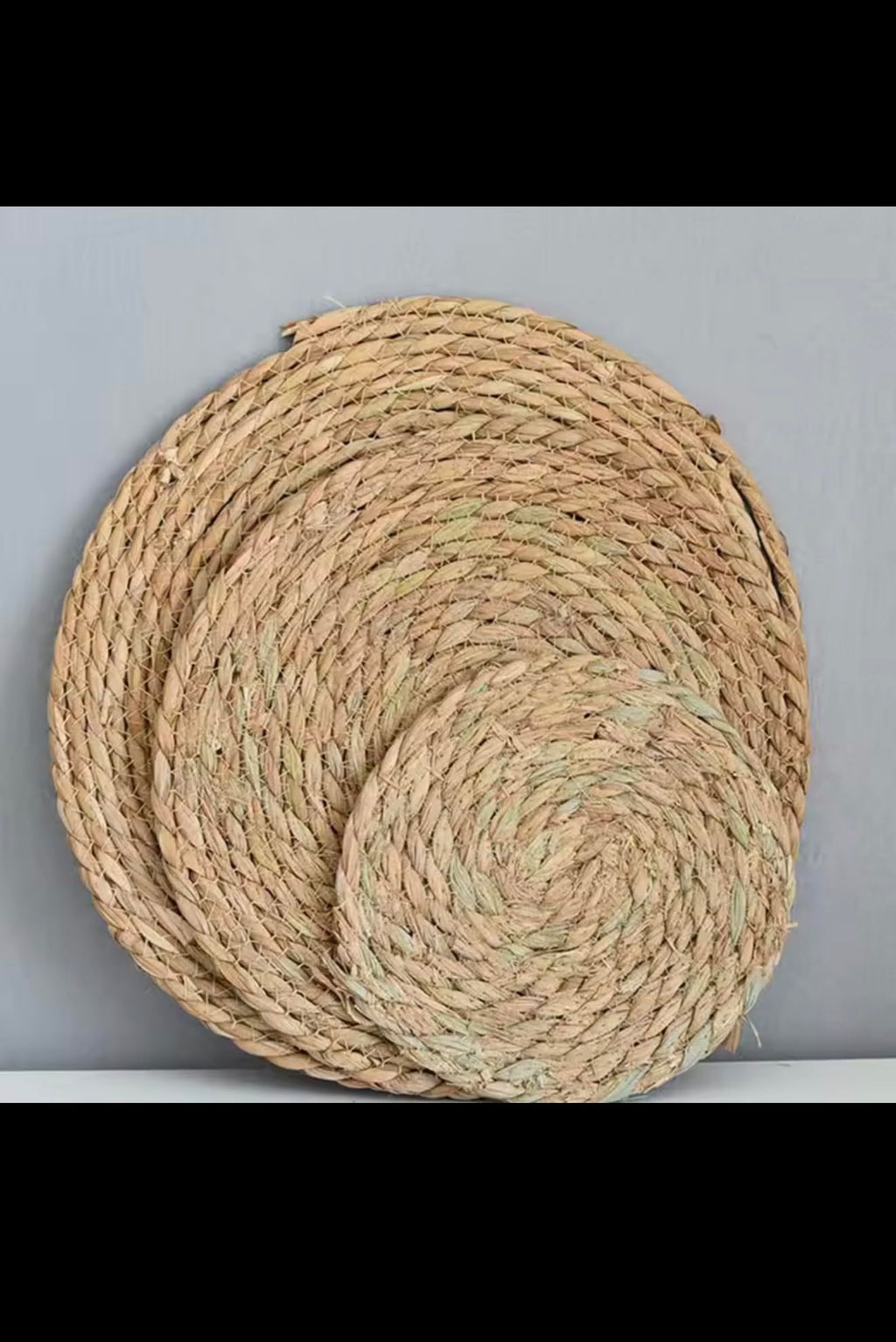 Hand-Woven Water Hyacinth Round Placemats, Natural Straw Heat Insulation Mats for Dining Table, Japanese Pastoral Style, 33cm