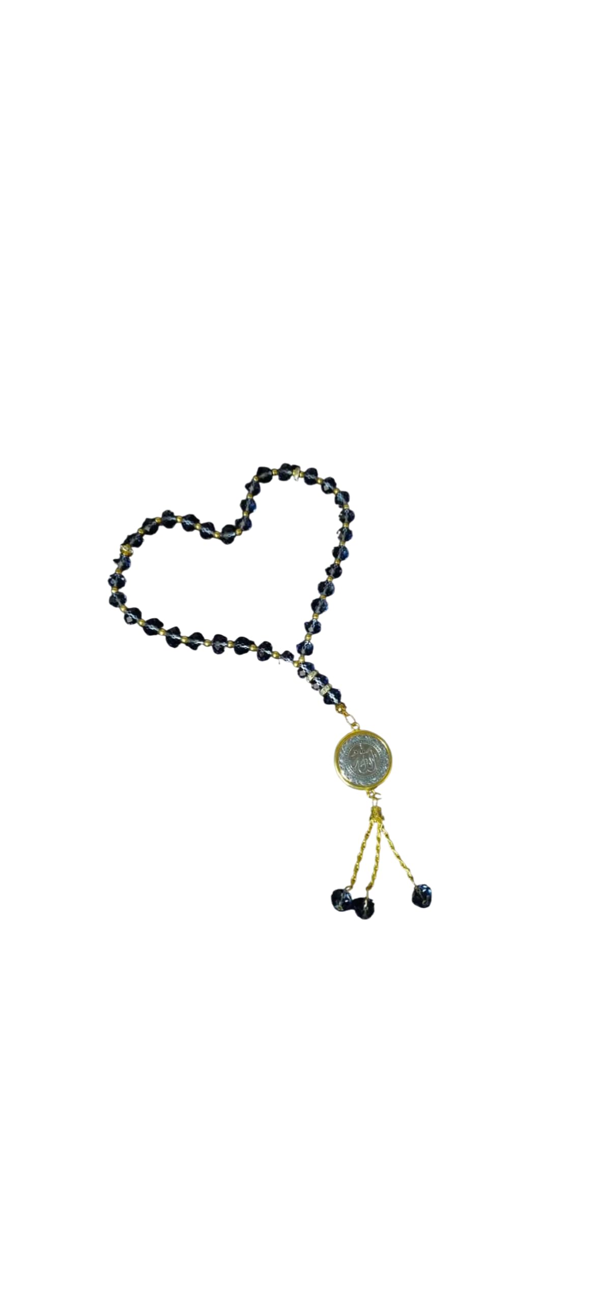 Elegant Islamic Car Hanging Ornament, Crystal Tasbih Misbaha with Gold Accents, Decorative Prayer Beads in Green, Blue and Clear Crystal