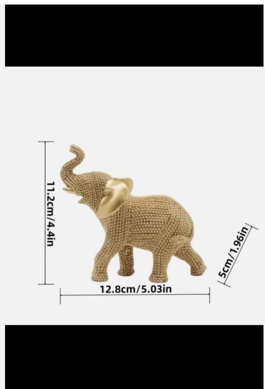 Decorative Gold Beaded Elephant Figurine, Ornamental Good Luck Statue, Metallic Finish, Traditional Style Home Decor