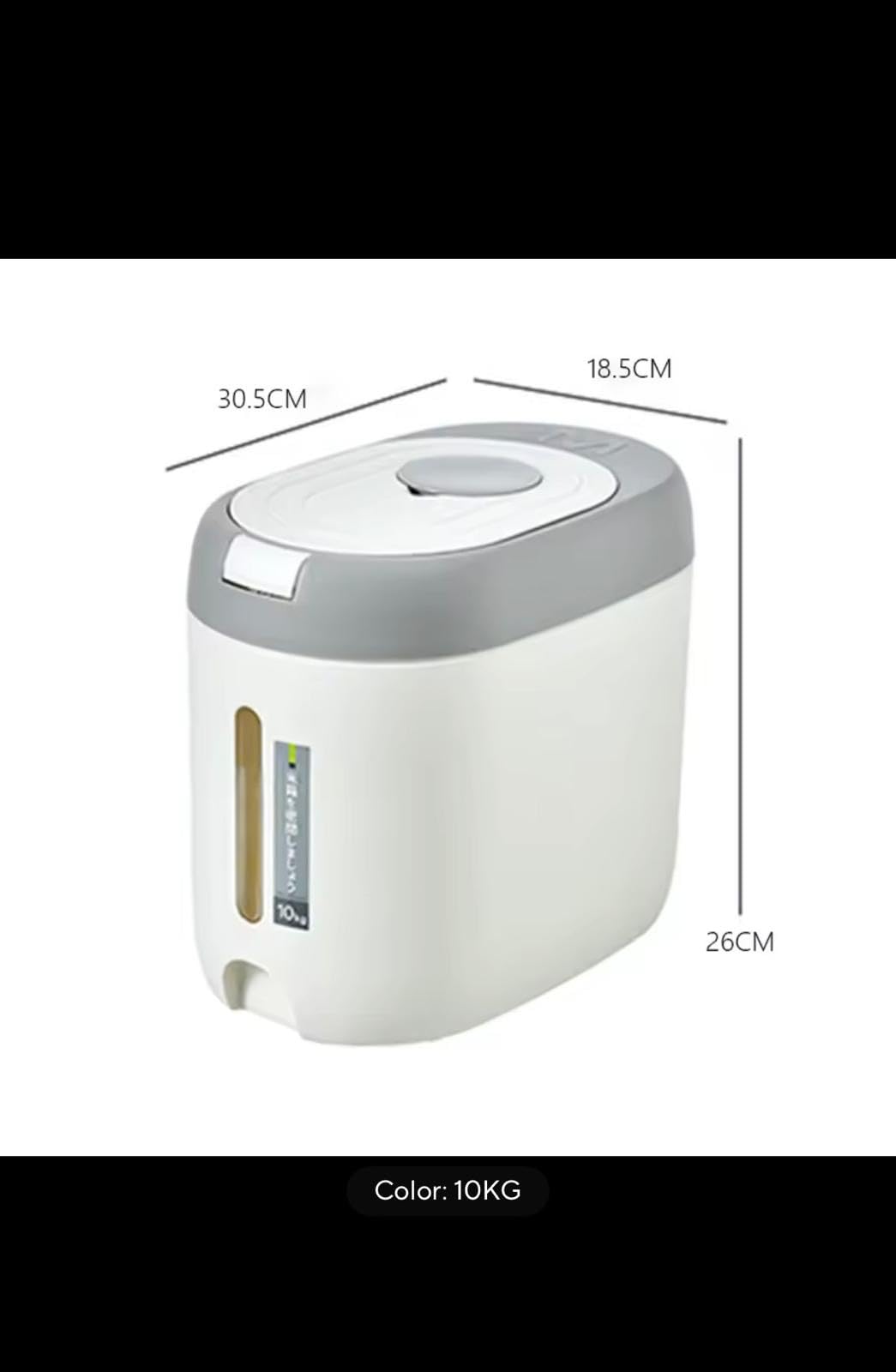 10KG Rice Dispenser Kitchen Storage Container with 360 Degree Sealing Ring, Cereal Organizer Box for Home