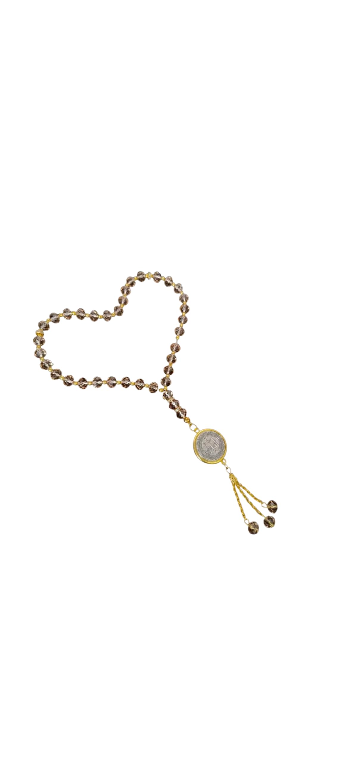 Elegant Islamic Car Hanging Ornament, Crystal Tasbih Misbaha with Gold Accents, Decorative Prayer Beads in Green, Blue and Clear Crystal