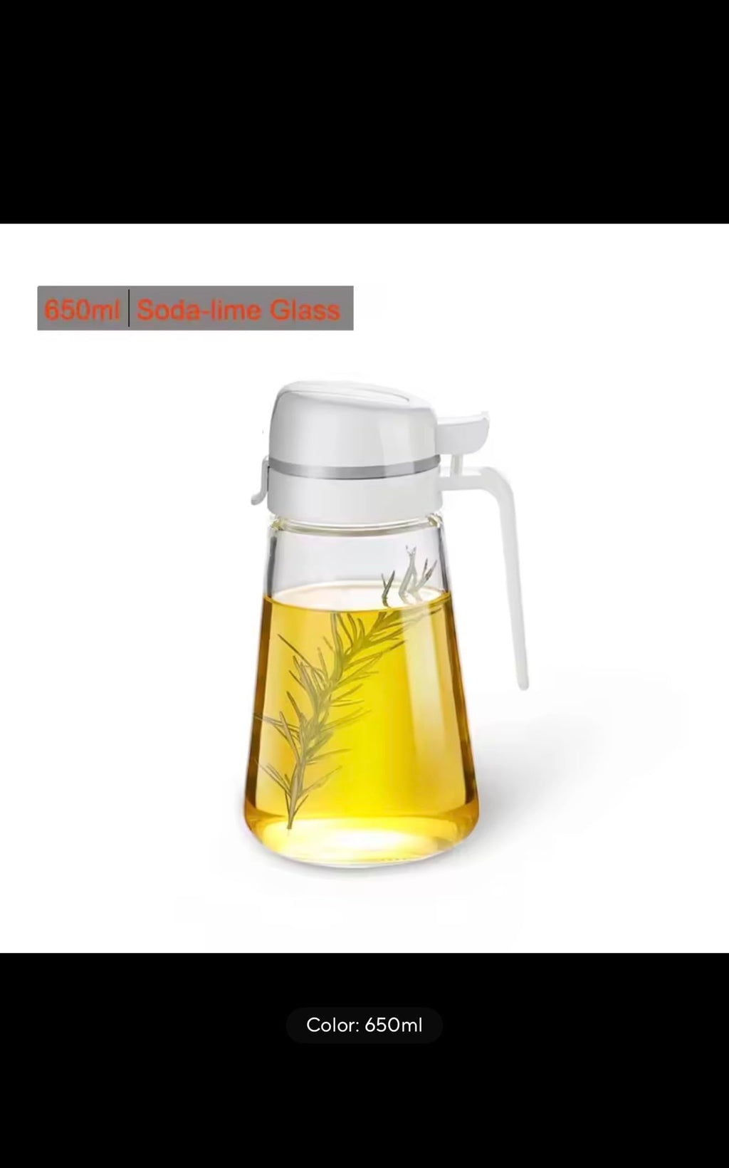 Glass Oil Dispenser Bottle with Auto Flip Lid, Leakproof Kitchen Container for Olive Oil, Soy Sauce, Coffee Syrup, 850ml, Soda-Lime Glass Material