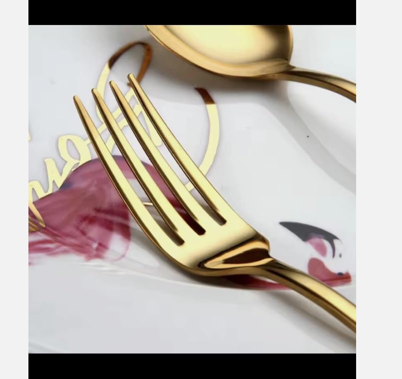 Luxury 24-Piece Gold Plated Cutlery Set, Stainless Steel Flatware Service for 6, Premium Dinnerware with Storage Case