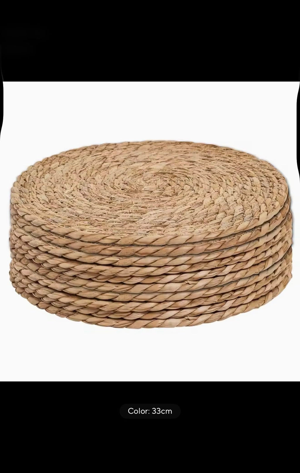 Hand-Woven Water Hyacinth Round Placemats, Natural Straw Heat Insulation Mats for Dining Table, Japanese Pastoral Style, 33cm