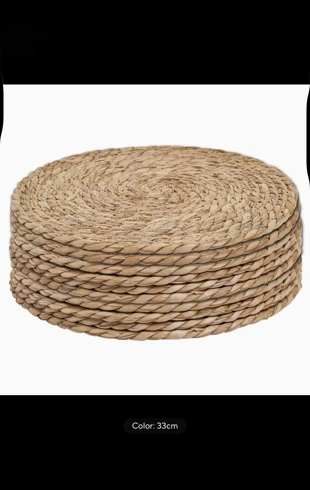 Hand-Woven Water Hyacinth Round Placemats, Natural Straw Heat Insulation Mats for Dining Table, Japanese Pastoral Style, 33cm