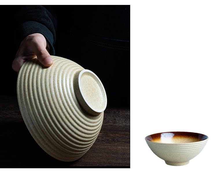 Japanese Vintage Porcelain Bowl, Ceramic Ramen Noodle Bowl, Salad Rice Soup Bowl, Creative Household Kitchenware
