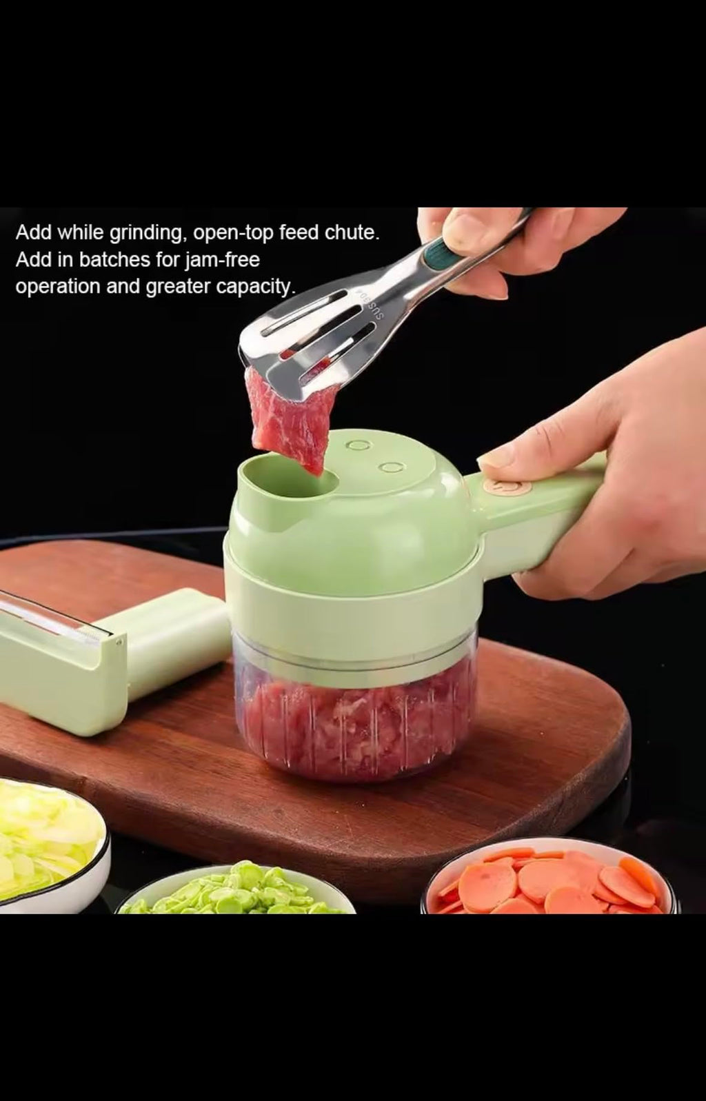 Electric Mini Food Chopper, Compact Vegetable Slicer with Multi-Blade Design, Mint Green Kitchen Appliance
