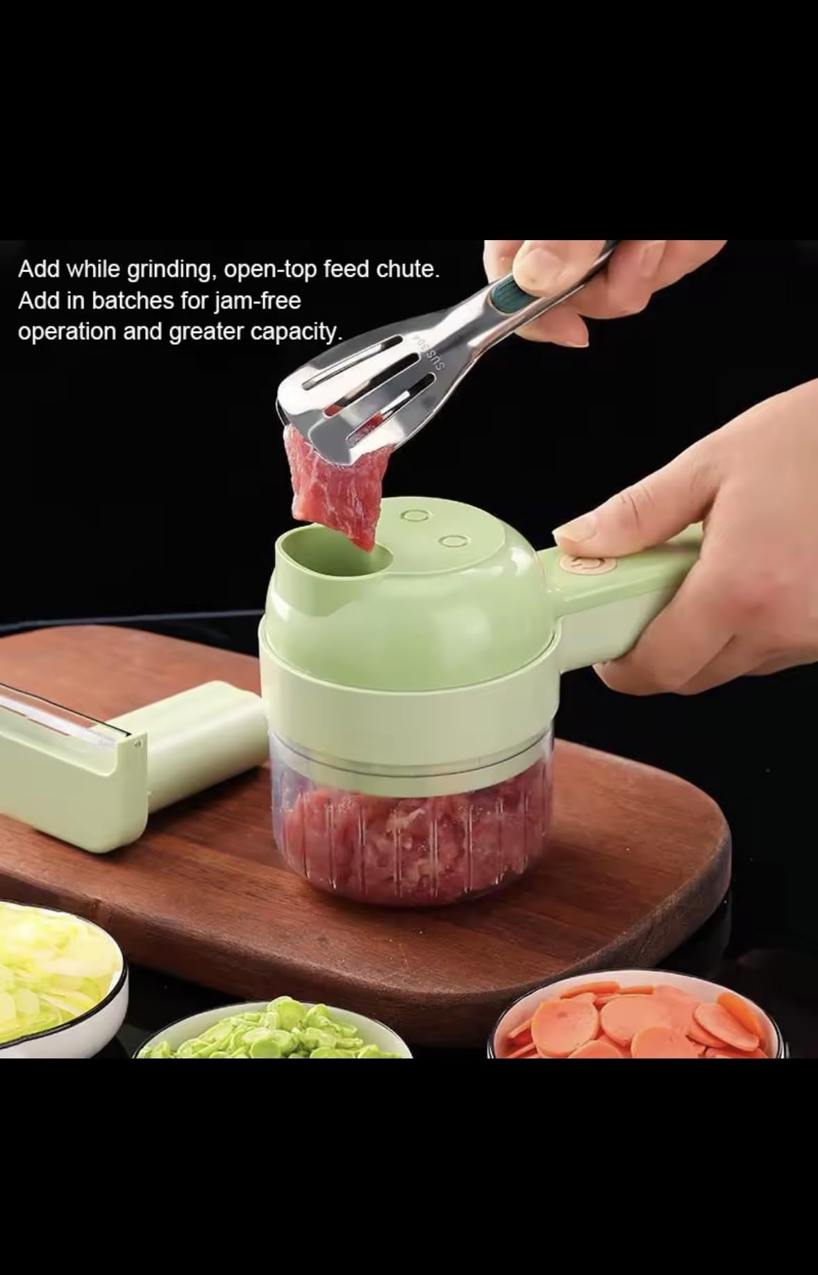 Electric Mini Food Chopper, Compact Vegetable Slicer with Multi-Blade Design, Mint Green Kitchen Appliance