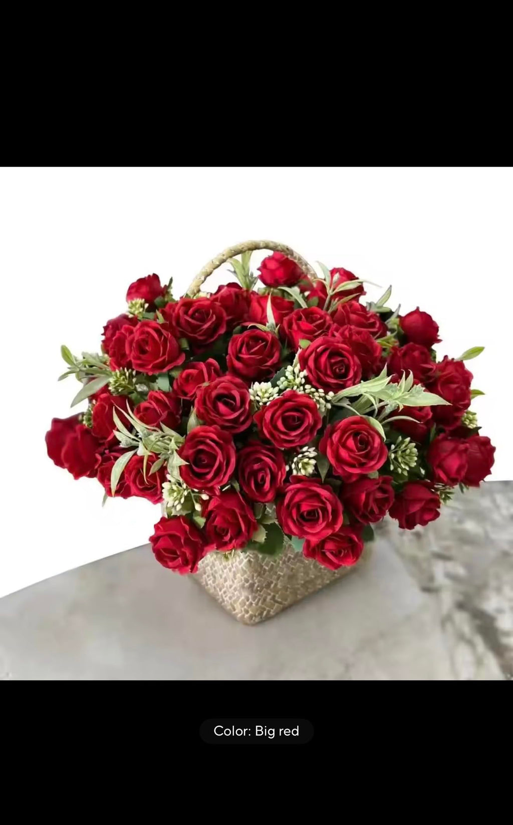 Artificial Rose Bouquet, Red Silk Roses with Green Leaves, 31cm Height, 10 Heads per Bunch, Wedding Home Decoration Fake Flowers