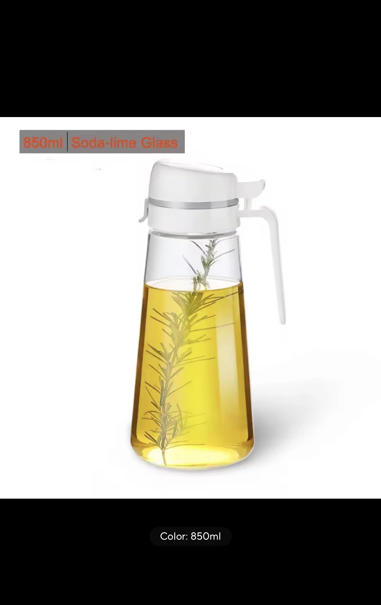 Glass Oil Dispenser Bottle with Auto Flip Lid, Leakproof Kitchen Container for Olive Oil, Soy Sauce, Coffee Syrup, 850ml, Soda-Lime Glass Material