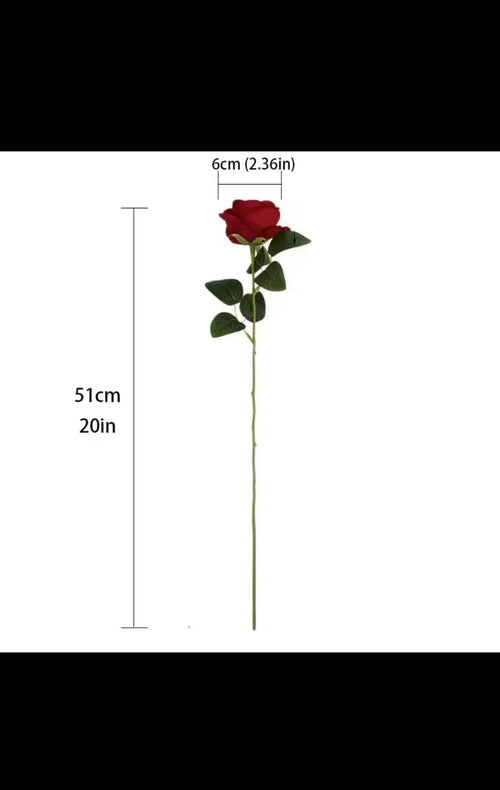 Artificial Red Roses, Realistic Fake Flowers for Wedding Dining Table Home Decoration, 20 Pieces, 51cm Length