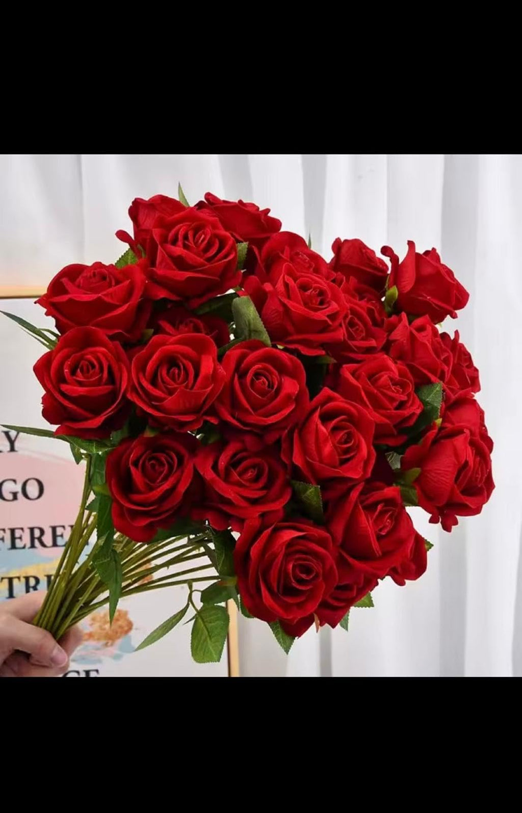 Artificial Red Roses, Realistic Fake Flowers for Wedding Dining Table Home Decoration, 20 Pieces, 51cm Length