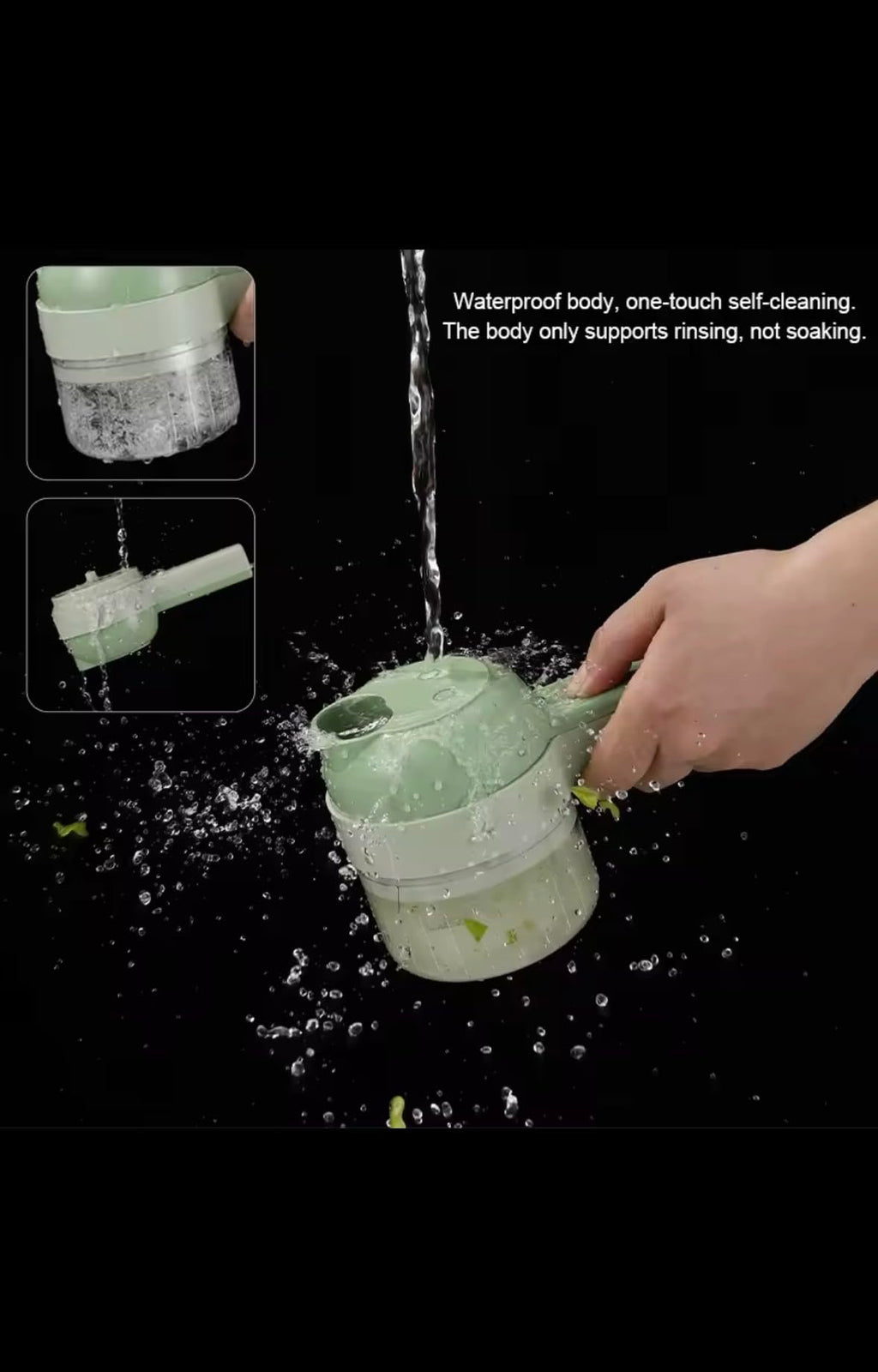 Electric Mini Food Chopper, Compact Vegetable Slicer with Multi-Blade Design, Mint Green Kitchen Appliance