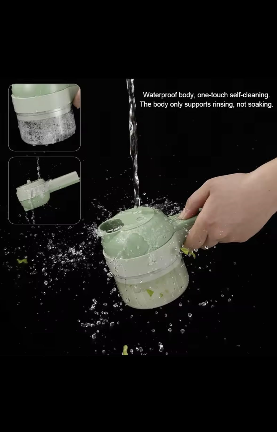 Electric Mini Food Chopper, Compact Vegetable Slicer with Multi-Blade Design, Mint Green Kitchen Appliance