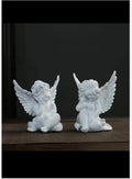 Golden Cherub Angel Statues, Decorative Resin Figurines for Indoor Outdoor, Set of 2, Gold Finish