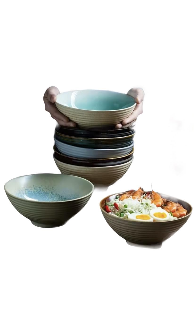 Japanese Vintage Porcelain Bowl, Ceramic Ramen Noodle Bowl, Salad Rice Soup Bowl, Creative Household Kitchenware