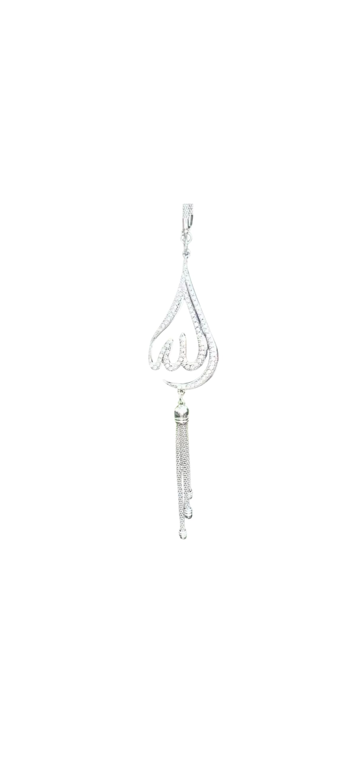 Islamic Gold-Plated Allah Name Car Mirror Hanging Pendant, Crystal Rhinestone Water Drop Design with Tassel, Religious Car Decoration