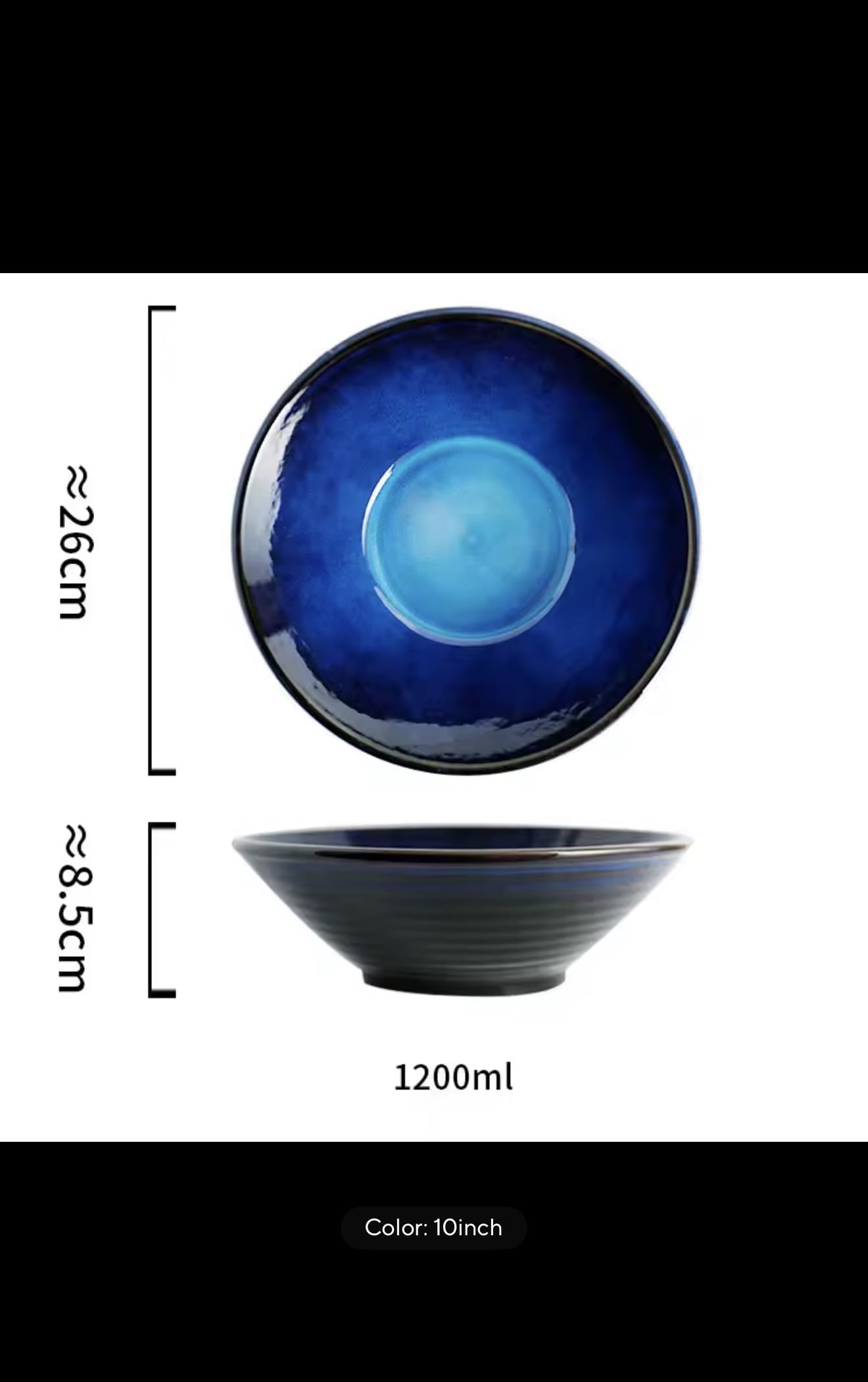 Japanese Ceramic Kiln Glazed Bowl, Blue Gradient Soup Bowl, Handcrafted Stoneware Serving Dish