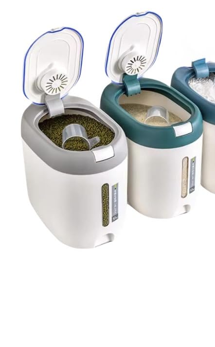 10KG Rice Dispenser Kitchen Storage Container with 360 Degree Sealing Ring, Cereal Organizer Box for Home