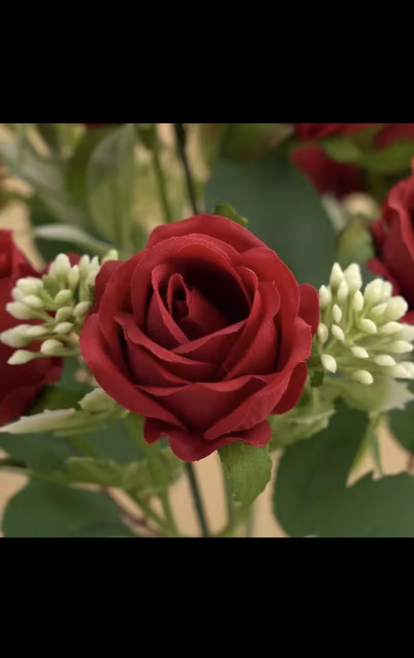 Artificial Rose Bouquet, Red Silk Roses with Green Leaves, 31cm Height, 10 Heads per Bunch, Wedding Home Decoration Fake Flowers