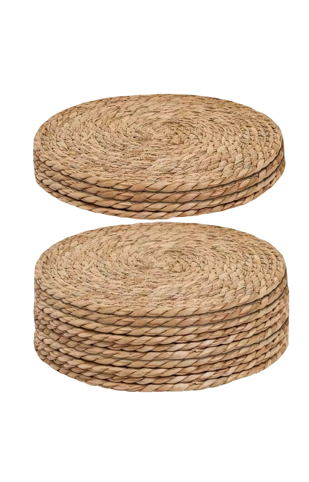 Hand-Woven Water Hyacinth Round Placemats, Natural Straw Heat Insulation Mats for Dining Table, Japanese Pastoral Style, 33cm