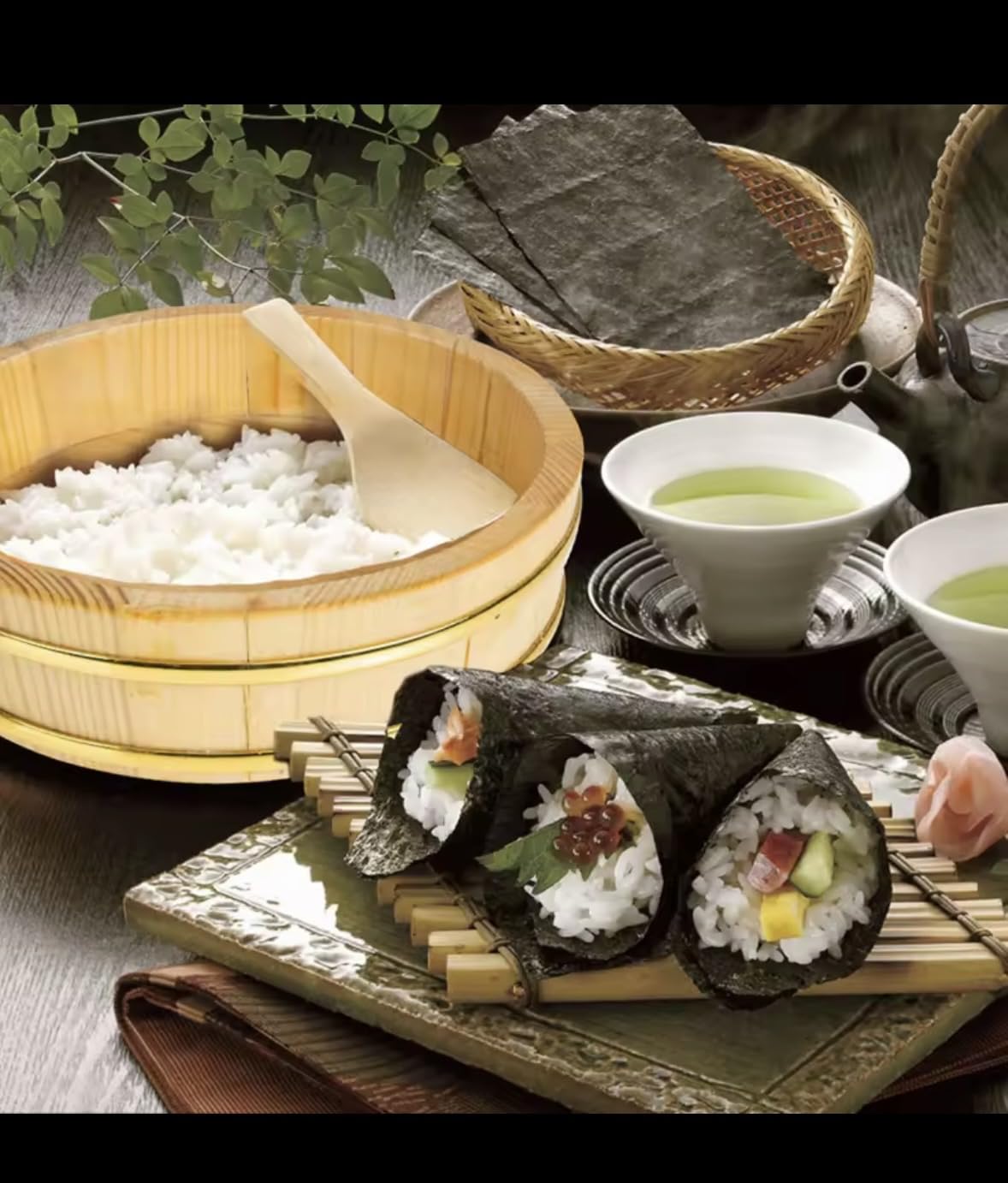 Japanese Wooden Sushi Rice Mixing Tub, Hangiri Sushi Oke Bowl, Round Bibimbap Bucket