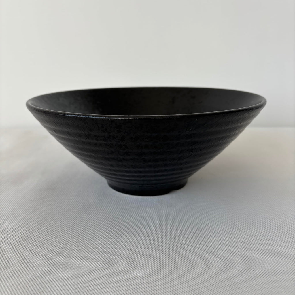 Japanese Style Ceramic Ramen Bowl, Black Bamboo Hat Shape, Large Noodle Soup Rice Bowl, Commercial Tableware